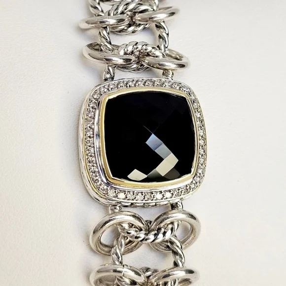 David Yurman Albion Chainmail Bracelet with 18k Gold, Black Onyx & Diamonds - Picture 7 of 9